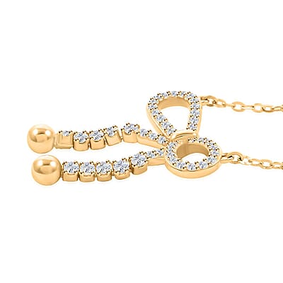 Simulated Diamond Bow Necklace 18 Inches in 14K Yellow Gold Over Sterling Silver 2.40 ctw