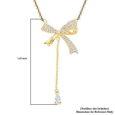 Simulated Diamond Bow Necklace 18 Inches in 14K Yellow Gold Over Sterling Silver 4.50 ctw