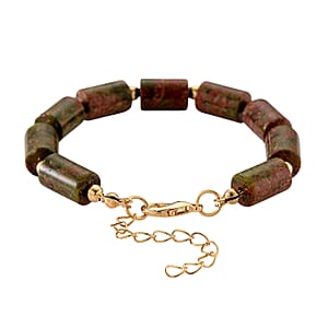 Unakite Barrel Bracelet in Goldtone 93.65 ctw (7-9 Inches)