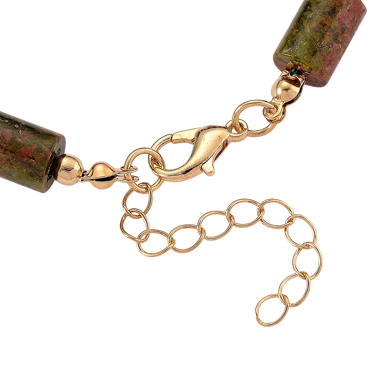 Unakite 93.65 ctw Barrel Bracelet in Goldtone (7-9In) image number 4