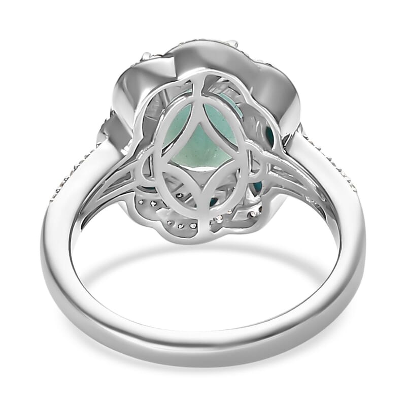 Grandidierite and Multi Gemstone Floral Ring in Platinum Over Sterling Silver (Size 10.0) 3.75 ctw
