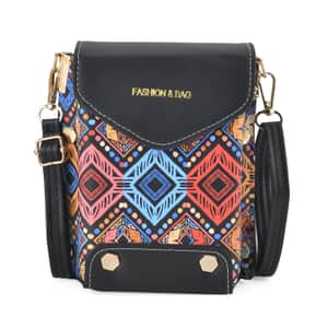 Multi Color Faux Leather Crossbody Bag (4.7x3.9x6.7) with Shoulder Strap