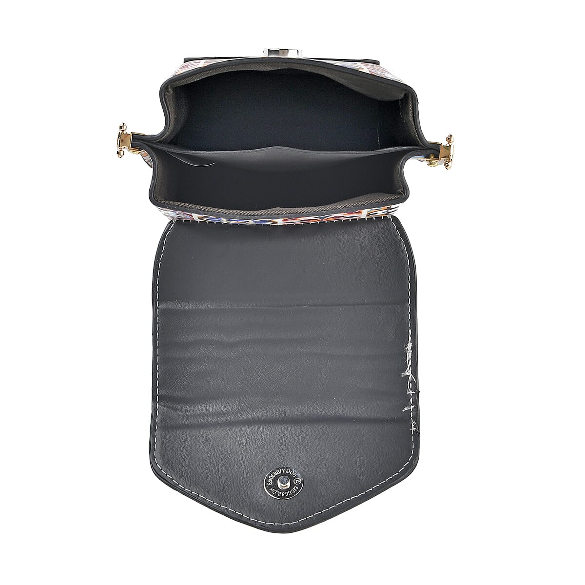 Multi Color Faux Leather Crossbody Bag with Shoulder Strap image number 4