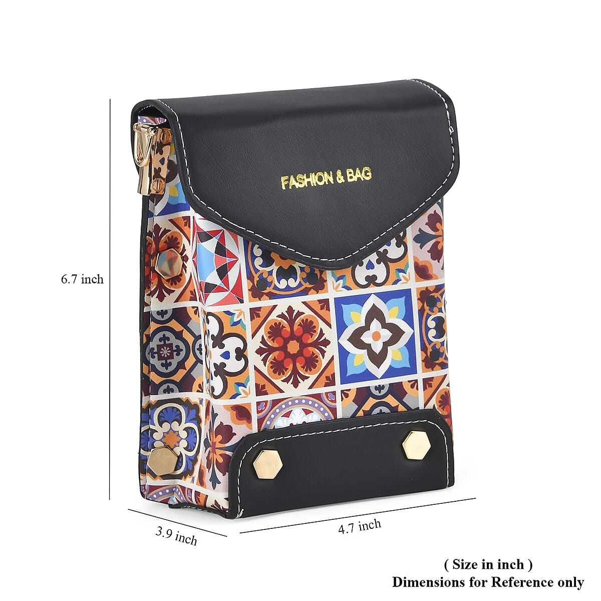 Multi Color Faux Leather Crossbody Bag with Shoulder Strap image number 5