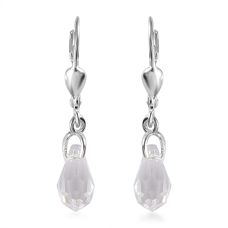 Designer Premium Austrian Crystal Lever Back Earrings in Sterling Silver