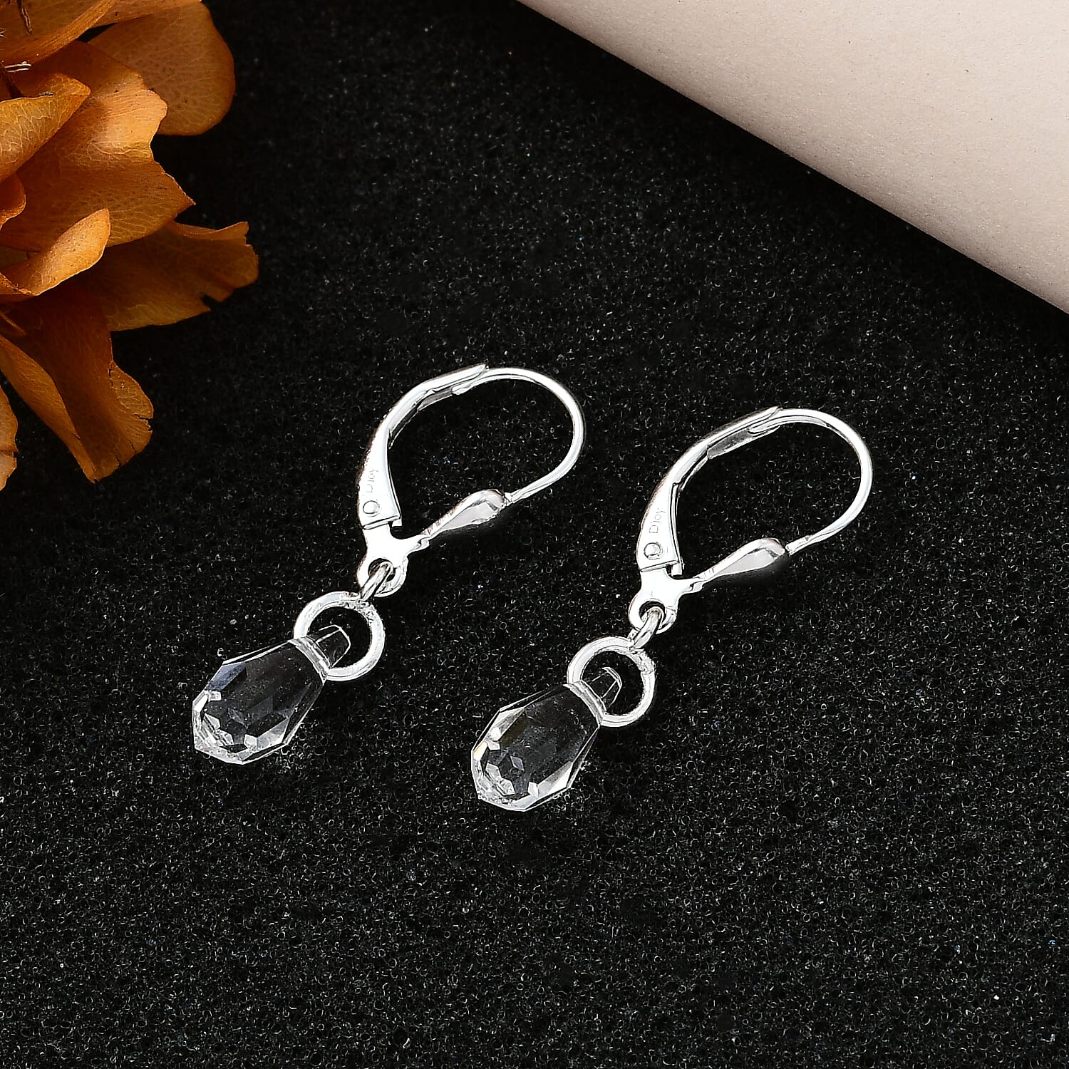 Designer Premium Austrian Crystal Lever Back Earrings in Sterling Silver