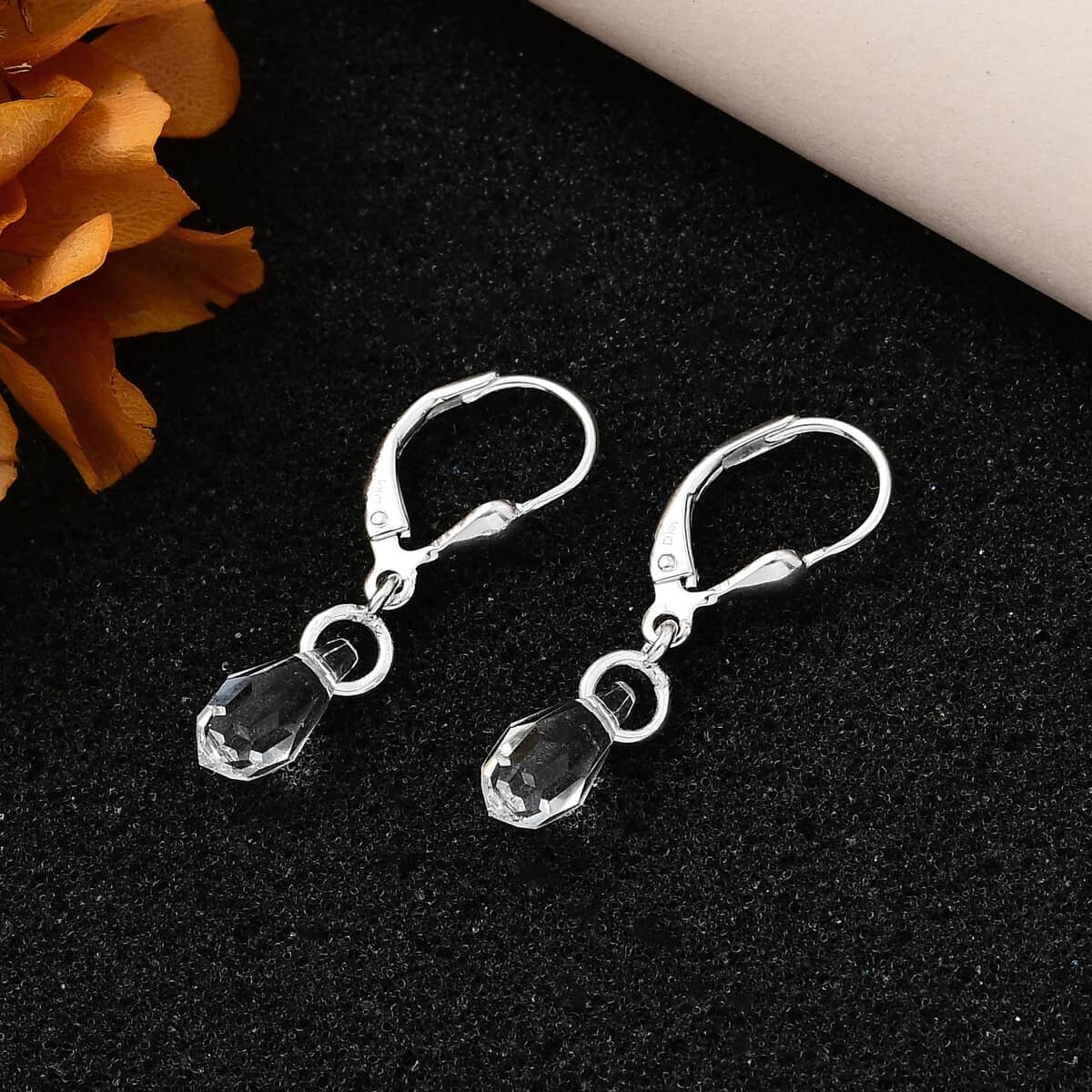 Designer Premium Austrian Crystal Lever Back Earrings in Sterling Silver image number 1