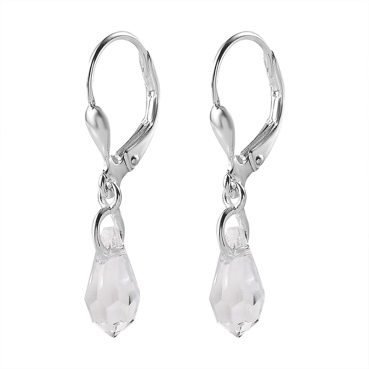 Designer Premium Austrian Crystal Lever Back Earrings in Sterling Silver