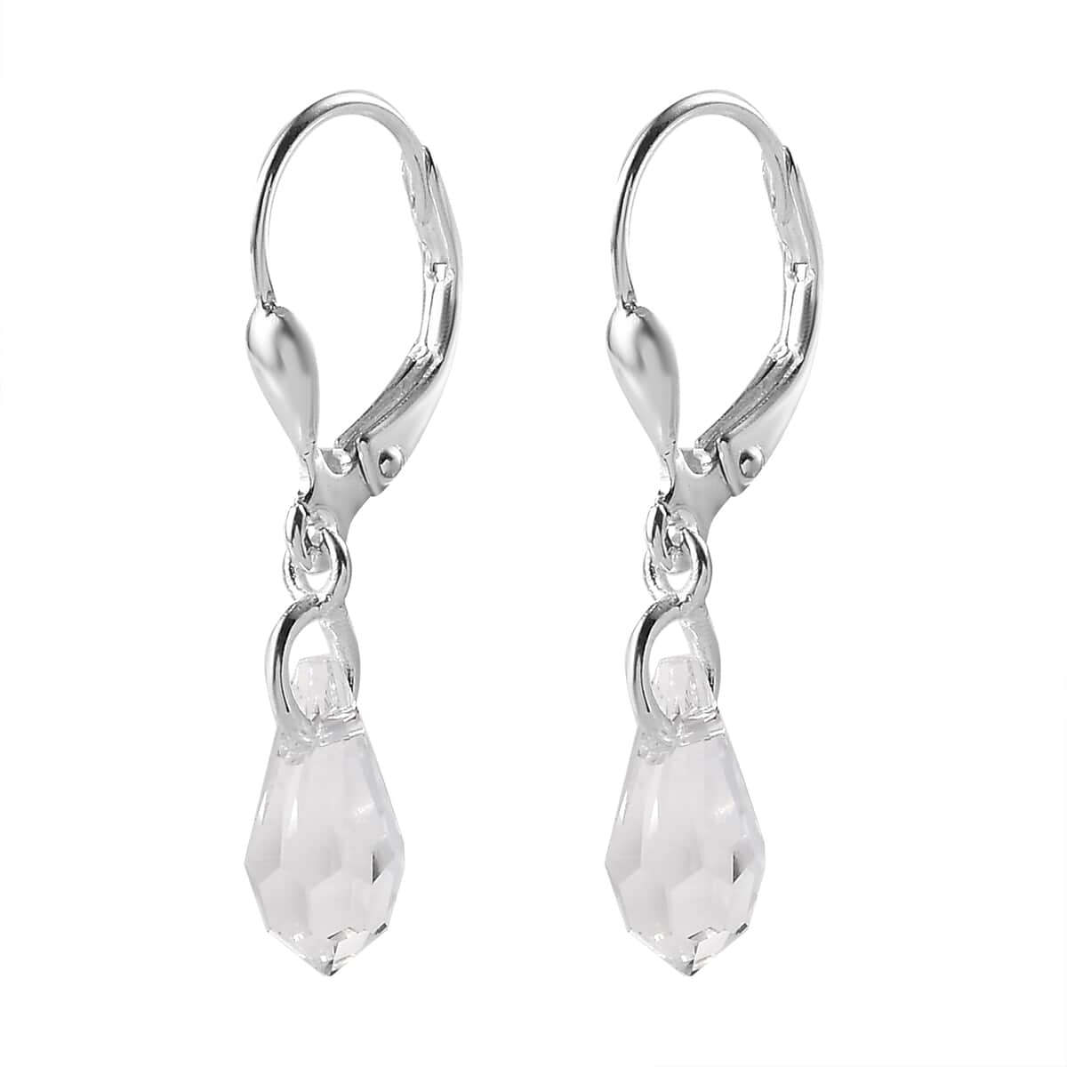 Designer Premium Austrian Crystal Lever Back Earrings in Sterling Silver image number 3