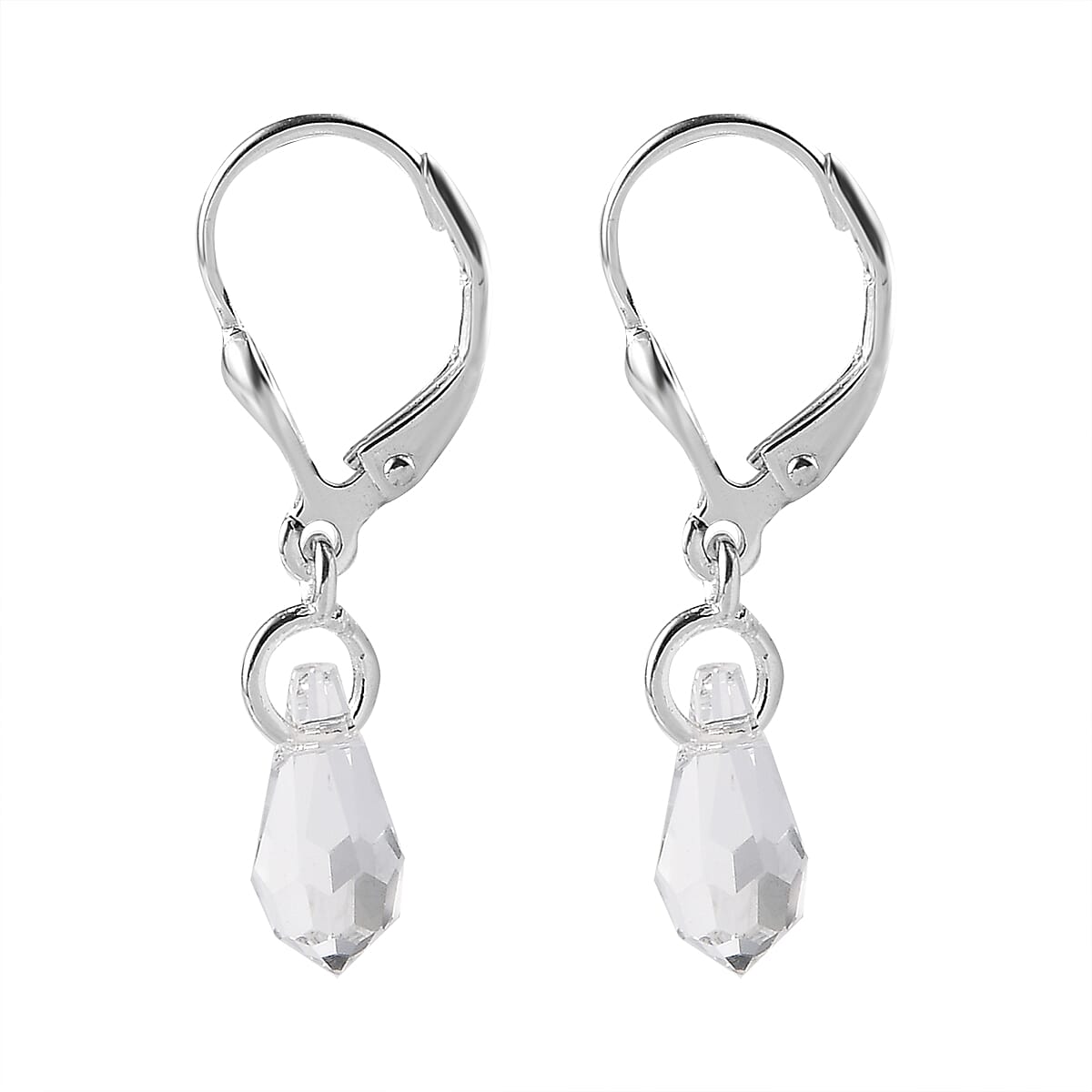 Designer Premium Austrian Crystal Lever Back Earrings in Sterling Silver