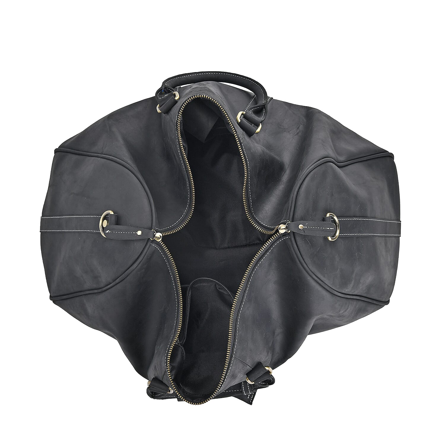 Italy Retro Noble Collection Black Genuine Leather Travel Bag with Detachable Shoulder Strap