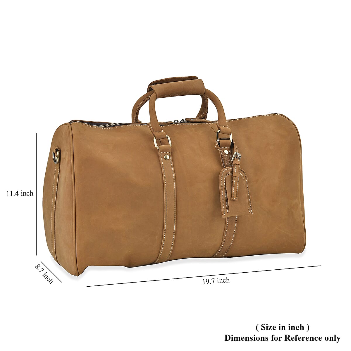 Italy Retro Noble Collection Camel Genuine Leather Travel Bag with Detachable Shoulder Strap image number 6