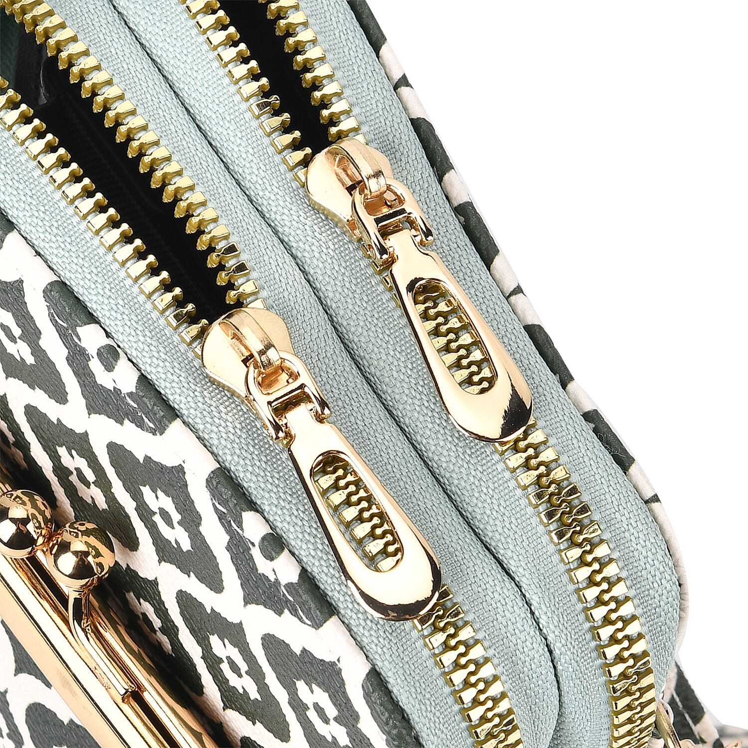 Green Flower Print Faux Leather Crossbody Cell Phone Bag