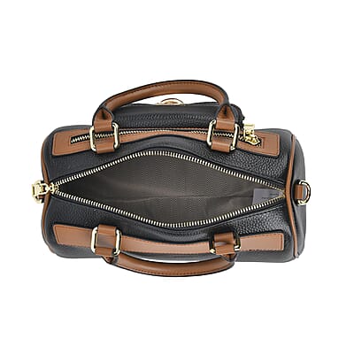 Black Genuine Leather Crossbody Bag with Shoulder Strap