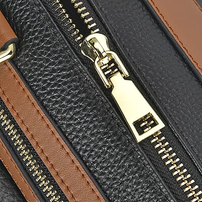 Black Genuine Leather Crossbody Bag with Shoulder Strap