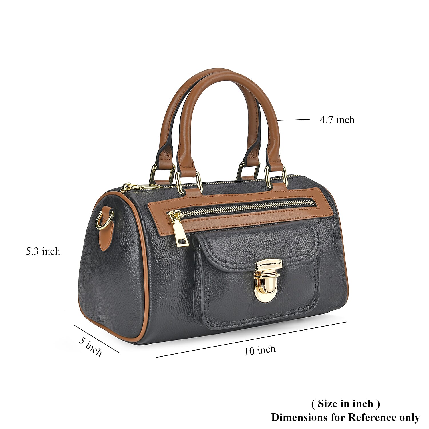 Black Genuine Leather Crossbody Bag with Shoulder Strap