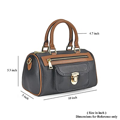 Black Genuine Leather Crossbody Bag with Shoulder Strap