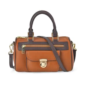 Brown Genuine Leather Crossbody Bag with Shoulder Strap