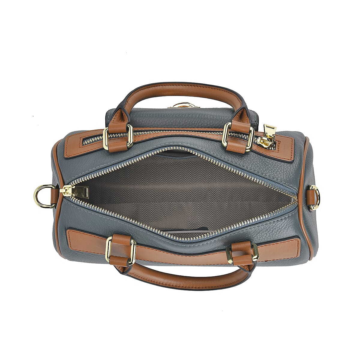 Teal Genuine Leather Crossbody Bag with Shoulder Strap image number 4