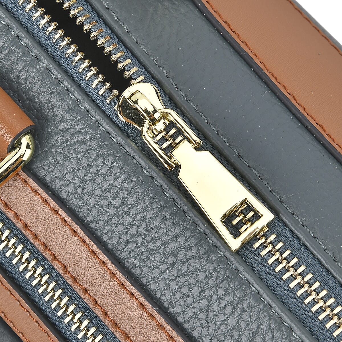 Teal Genuine Leather Crossbody Bag with Shoulder Strap image number 5