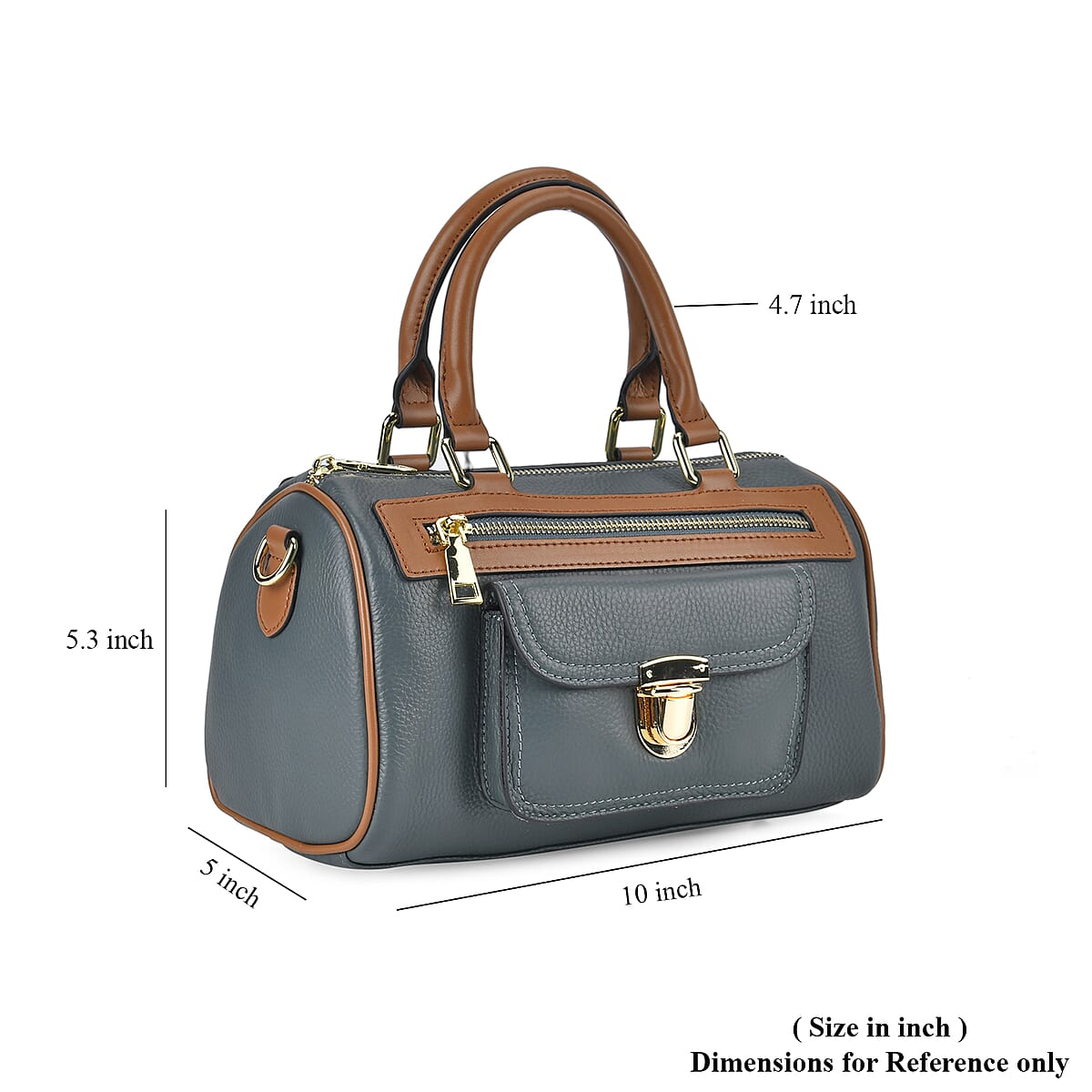 Teal Genuine Leather Crossbody Bag with Shoulder Strap image number 6