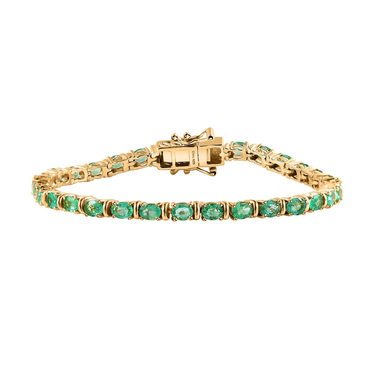 Premium Kagem Zambian Emerald Tennis Bracelet in Vermeil Yellow Gold Over Sterling Silve (6.50 In) 4.00 ctw image number 0