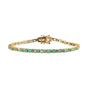 Premium Kagem Zambian Emerald Tennis Bracelet in Vermeil Yellow Gold Over Sterling Silve (7.25 In) 4.30 ctw