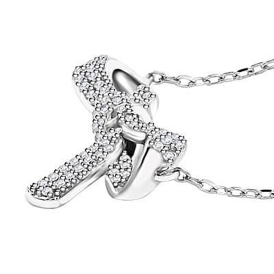 Simulated Diamond Bow Necklace 18 Inches in Rhodium Over Sterling Silver 0.85 ctw