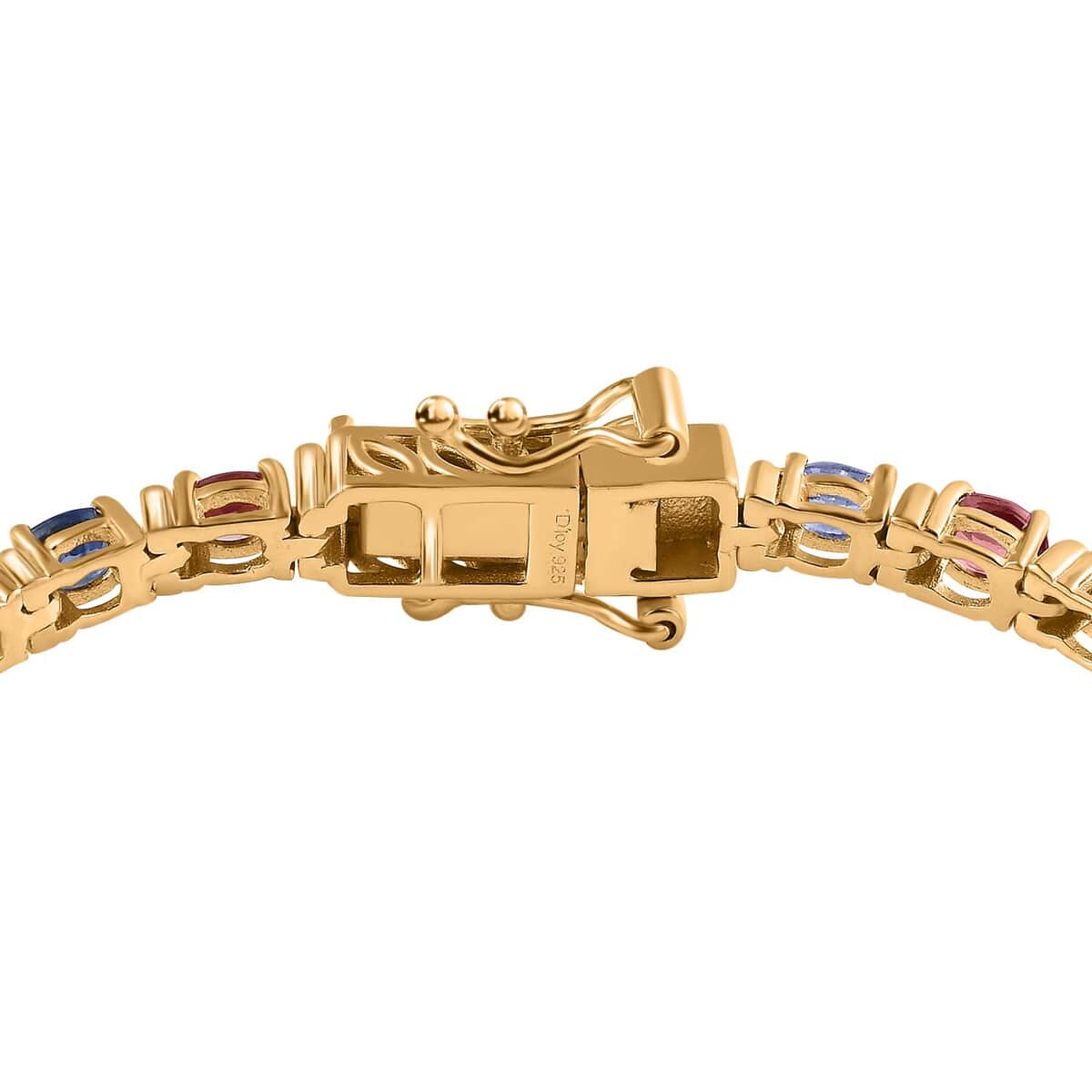 Premium Ceylon Blue Sapphire, Kagem Zambian Emerald and Ouro Fino Rubellite 7.25 ctw Tennis Bracelet in Vermeil Yellow Gold Over Sterling Silv (6.50 In) image number 3