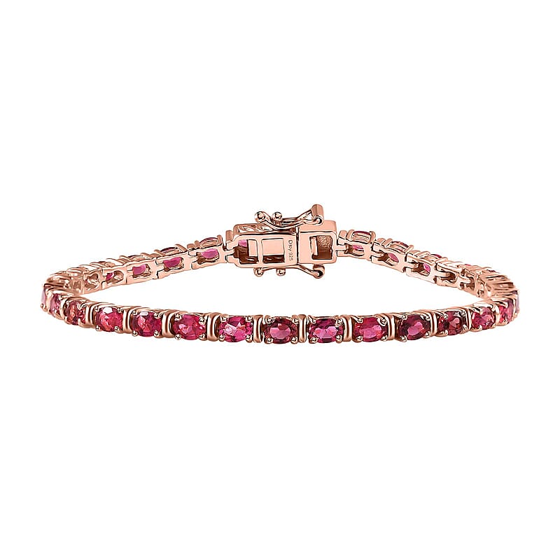 Premium Ouro Fino Rubellite Tennis Bracelet in Vermeil RG Over Sterling Silver (6.50 In) 6.50 ctw