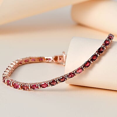 Premium Ouro Fino Rubellite Tennis Bracelet in Vermeil RG Over Sterling Silver (6.50 In) 6.50 ctw