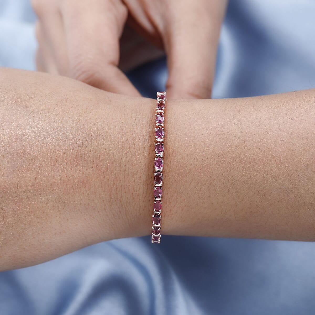Premium Ouro Fino Rubellite Tennis Bracelet in Vermeil RG Over Sterling Silver (6.50 In) 6.50 ctw image number 2