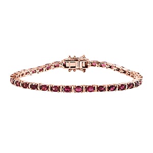 Premium Ouro Fino Rubellite Tennis Bracelet in Vermeil Rose Gold Over Sterling Silver (7.25 In) 7.00 ctw