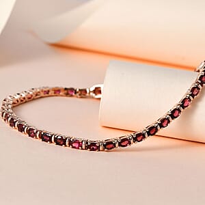 Premium Ouro Fino Rubellite Tennis Bracelet in Vermeil Rose Gold Over Sterling Silver (7.25 In) 7.00 ctw
