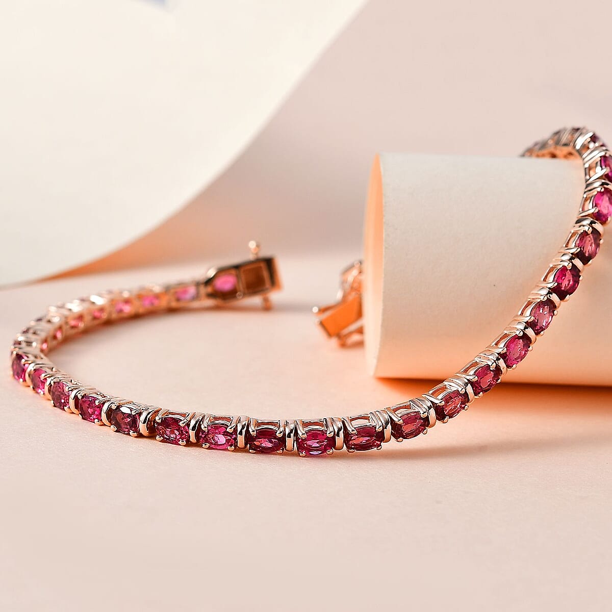 Premium Ouro Fino Rubellite Tennis Bracelet in Vermeil RG Over Sterling Silver (6.50 In) 6.50 ctw image number 1