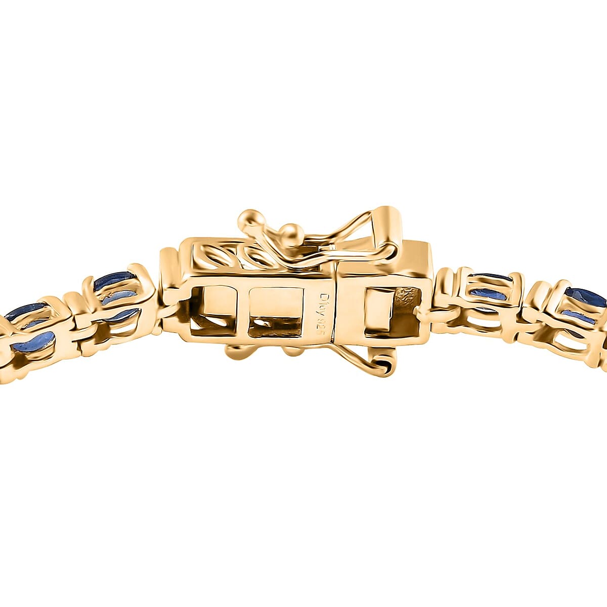 Premium Ceylon Blue Sapphire 6.70 ctw Tennis Bracelet in Vermeil Yellow Gold Over Sterling Silv (6.50 In) image number 3