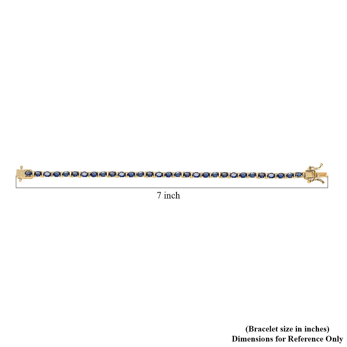 Premium Ceylon Blue Sapphire 6.70 ctw Tennis Bracelet in Vermeil Yellow Gold Over Sterling Silv (6.50 In) image number 4