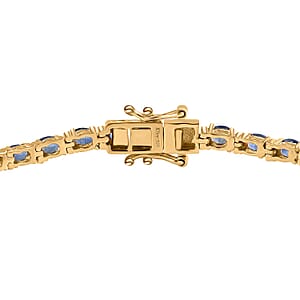 Premium Ceylon Blue Sapphire 7.15 ctw Tennis Bracelet in Vermeil Yellow Gold Over Sterling Silv (7.25 In)