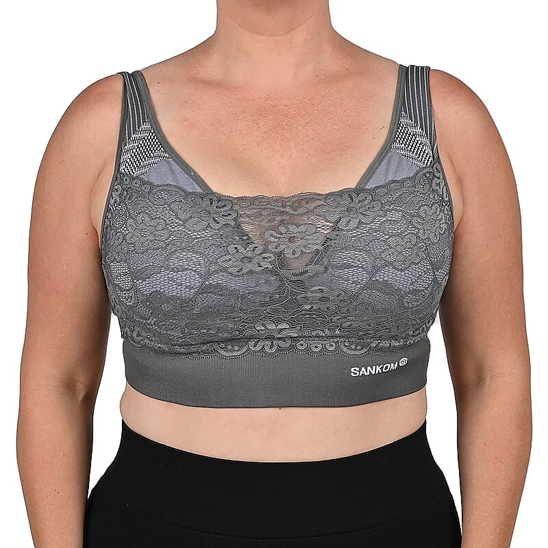 SANKOM Patent Support & Posture Lace Bra with Bamboo Fibers - XXL , Grey Machine Washable Bamboo Fiber Bra