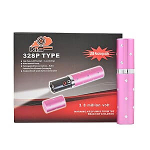 Lipstick Stun Gun For Self Defence With High Power LED Flashlight, Rechargeable Stun Gun With 3 Level Setting, Waterproof Personal Safety Tool -Pink