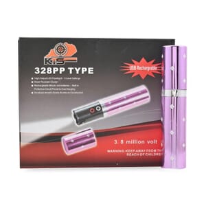 Lipstick Stun Gun For Self Defence With High Power LED Flashlight, Rechargeable Stun Gun With 3 Level Setting, Waterproof Personal Safety Tool -Purple