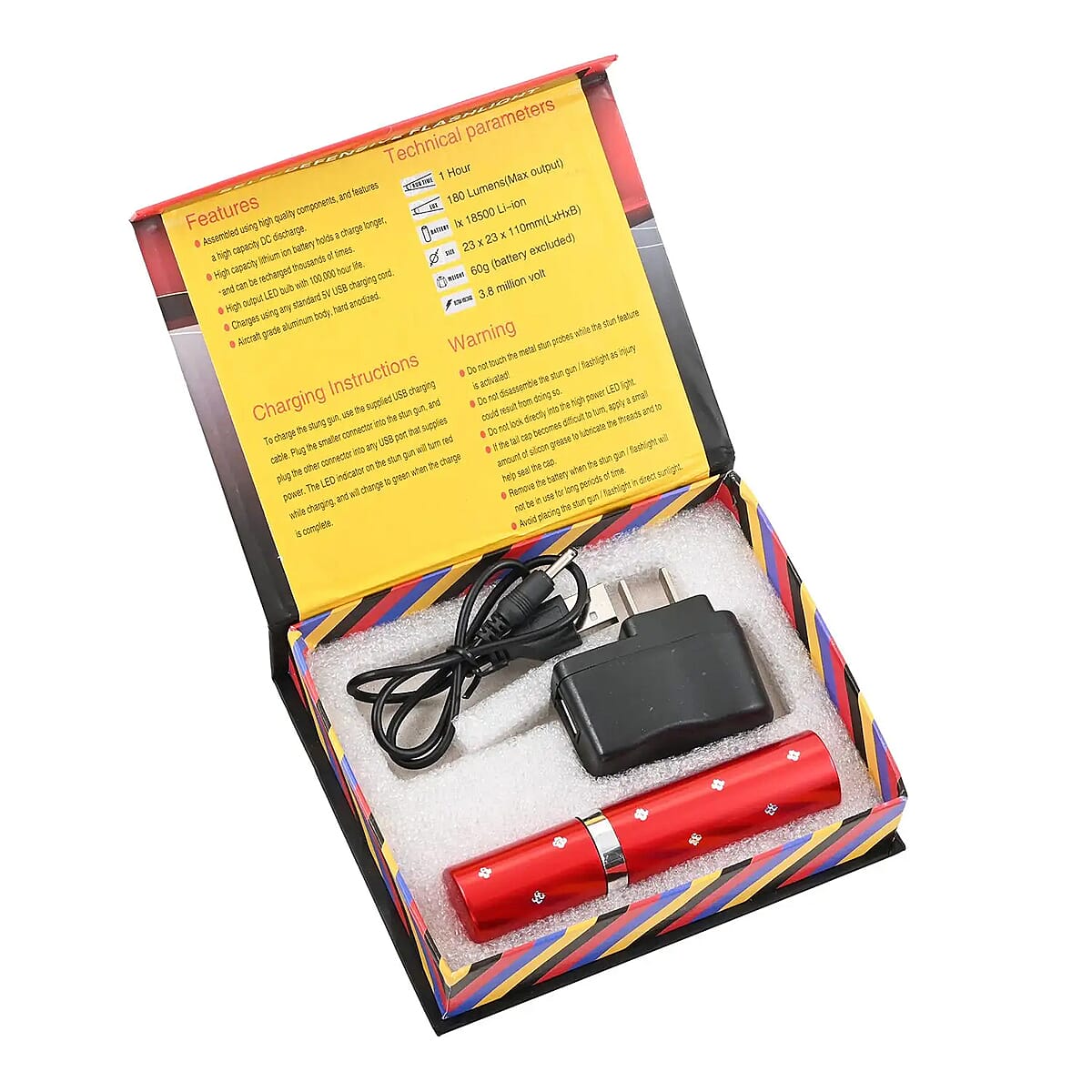 Closeout Lipstick Stun Gun For Self Defence With High Power LED Flashlight, Rechargeable Stun Gun With 3 Level Setting, Waterproof Personal Safety Tool -Red image number 5