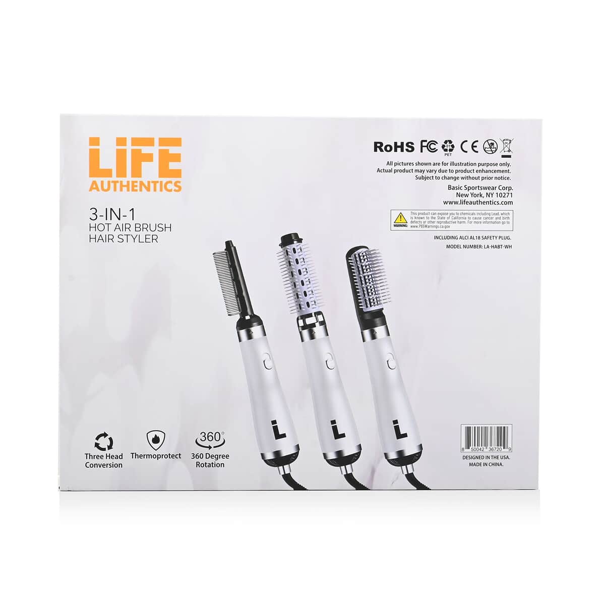 Closeout Life Authentics 3 -IN- 1 Hot Air Brush Hair Styler image number 6