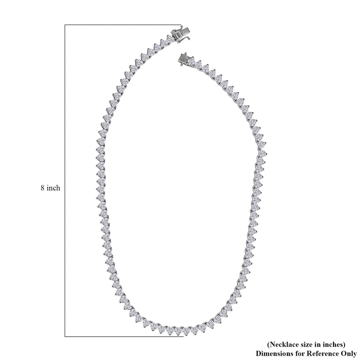 Moissanite 41.15 ctw Heart Tennis Necklace in Platinum Over Sterling Silver 18 Inches image number 4