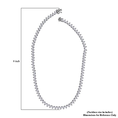 Moissanite 41.15 ctw Heart Tennis Necklace in Platinum Over Sterling Silver 18 Inches