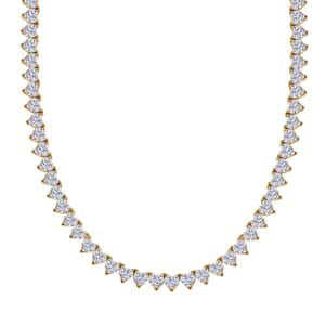 Moissanite 41.15 ctw Heart Tennis Necklace in Vermeil Yellow Gold Over Sterling Silver 18 Inches