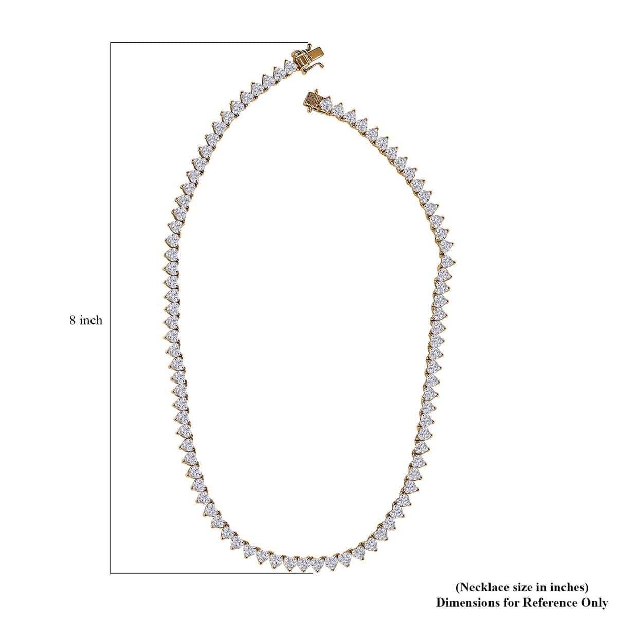 Moissanite 41.15 ctw Heart Tennis Necklace in Vermeil Yellow Gold Over Sterling Silver 18 Inches image number 5