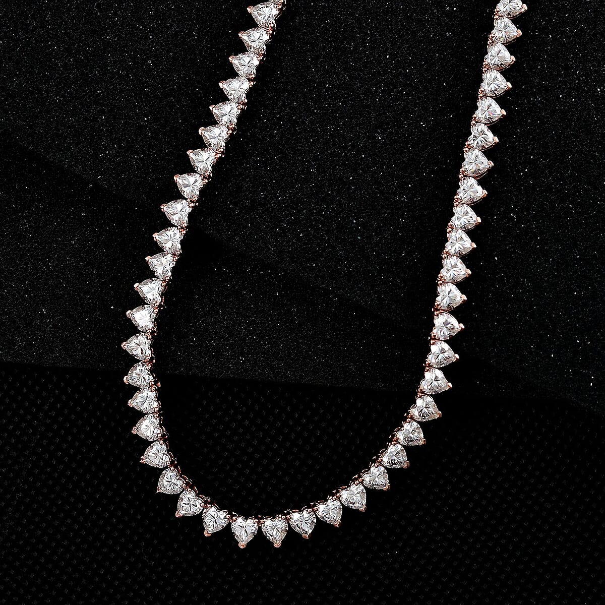Moissanite 41.15 ctw Heart Tennis Necklace in Vermeil Rose Gold Over Sterling Silver 18 Inches image number 1