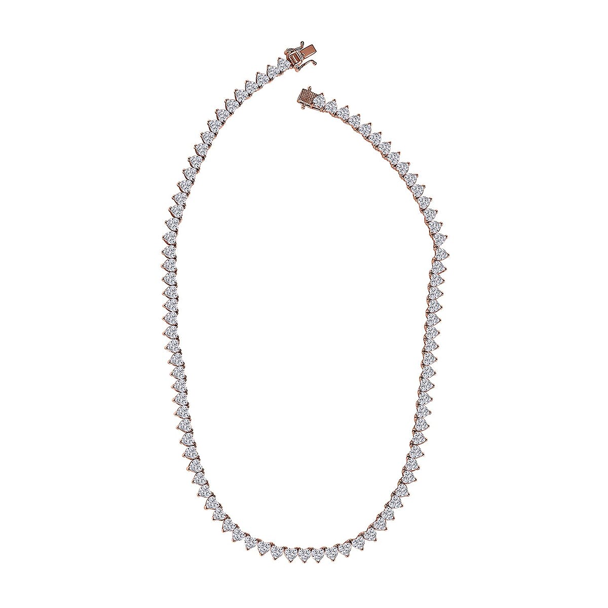 Moissanite 41.15 ctw Heart Tennis Necklace in Vermeil Rose Gold Over Sterling Silver 18 Inches image number 4