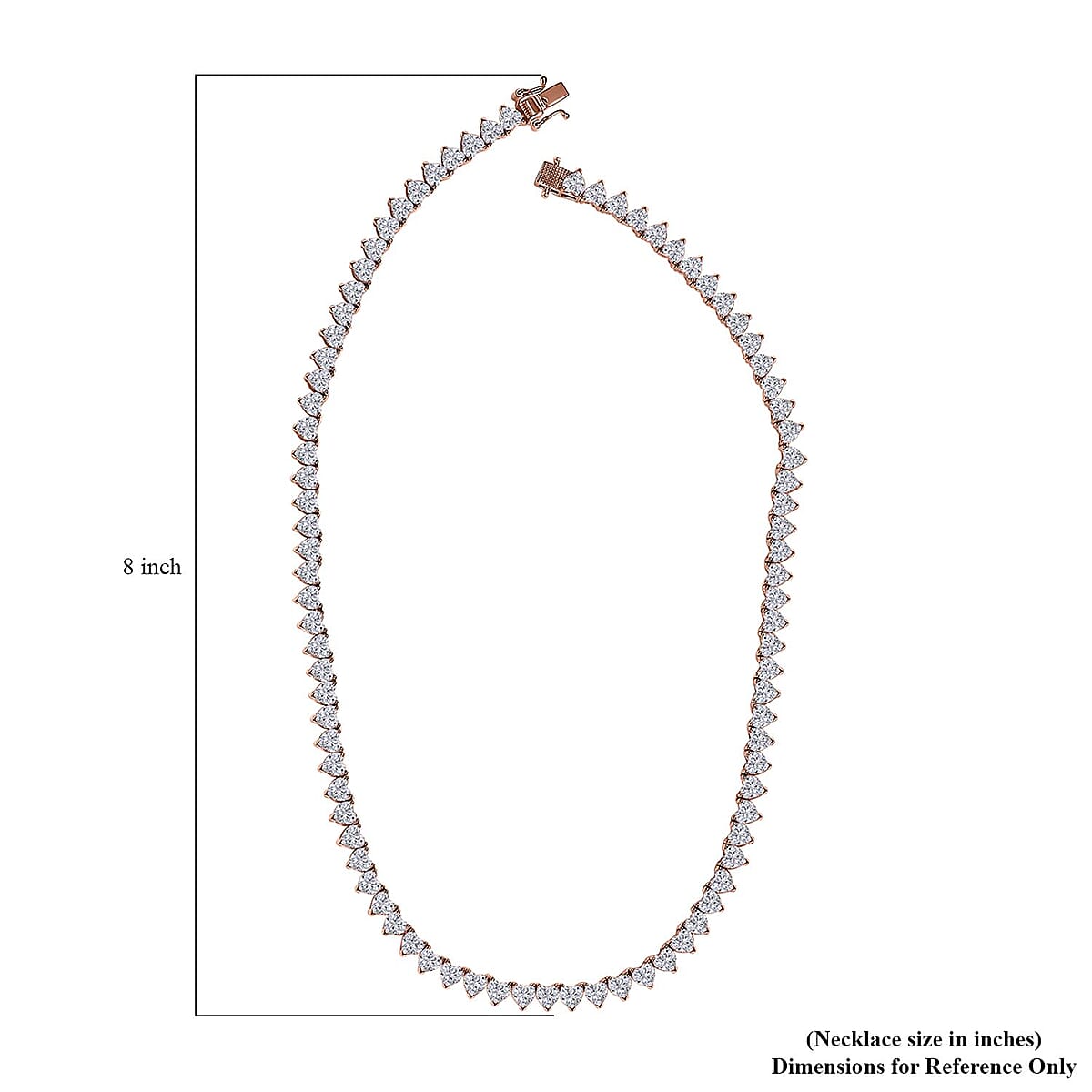 Moissanite 41.15 ctw Heart Tennis Necklace in Vermeil Rose Gold Over Sterling Silver 18 Inches image number 5